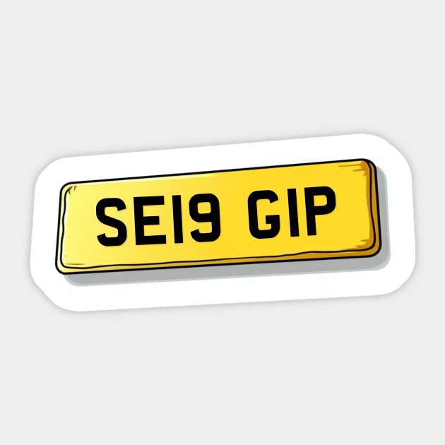 SE19 GIP Gipsy Hill Number Plate Sticker by We Rowdy